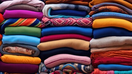 A full set of colorful fabric swatches arranged neatly on a flat surface,