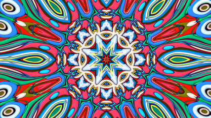 Abstract colorful psychedelic mandala kaleidoscope background pattern for a summer music festival