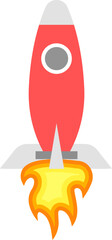 Vector illustration of a rocket with flames beneath 