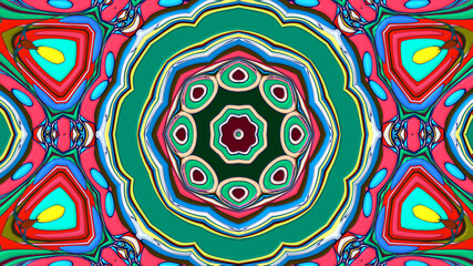 Abstract colorful psychedelic mandala kaleidoscope background pattern for a summer music festival