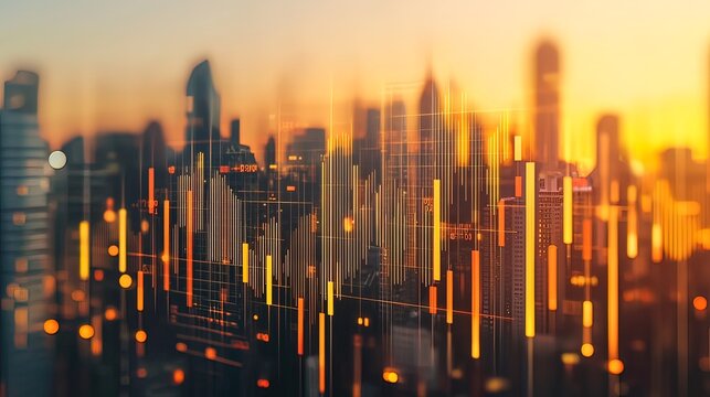 Cityscape with Overlayed Financial Data - Powered by Adobe