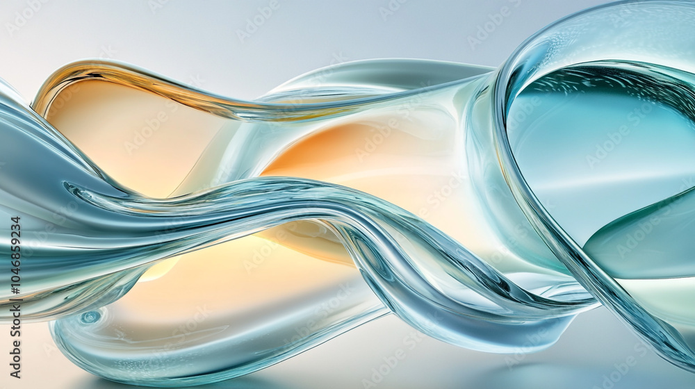 Poster abstract 3d glass flowing curve lines background