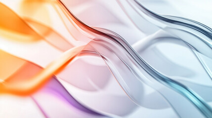 Wavy shiny glass shapes with gradient backgrounds on a pink, white and purple background, Green Gentle 3D Abstract Background