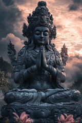 Fototapeta premium Ancient Buddhist mythological god Vajrasattva.