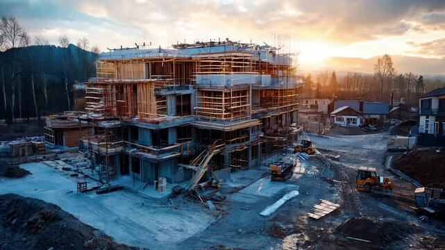 Timelapse of Modern Building Construction, Architectural Development Progress 4K, High Quality Video