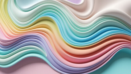 Fototapeta premium Colorful wavy swirly texture Abstract fluid art stily Pastel background 3d Paint Style Light Ethereal environment with cloth Elegant flow of soft pastel waves gradient light smooth edges Elegant flow