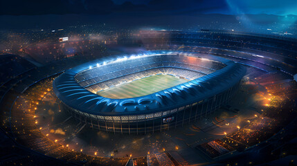 An Enchanting Aerial View of the Lightning Stadium, A Stunning Night Spectacle Illuminated by Brilliant Lights