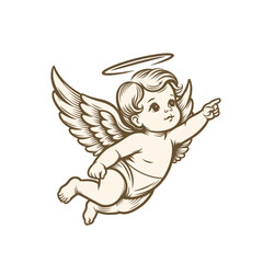 Fototapeta premium cute baby angel graphic vector illustration 