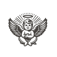Obraz premium cute baby angel graphic vector illustration 