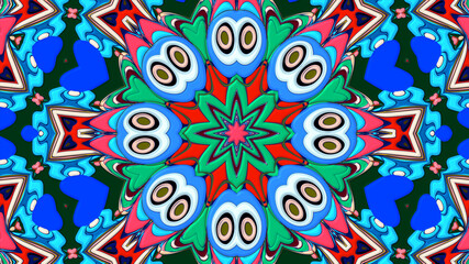 Abstract colorful psychedelic mandala kaleidoscope background pattern for a summer music festival