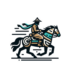 Nomad on horse monochrome isolated vector illustration	
