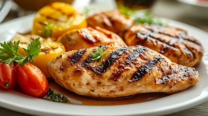 Grilled Chicken and Vegetables on a Plate