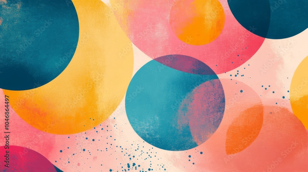 Poster colorful abstract circles on textured background