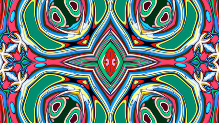 Abstract colorful psychedelic mandala kaleidoscope background pattern for a summer music festival