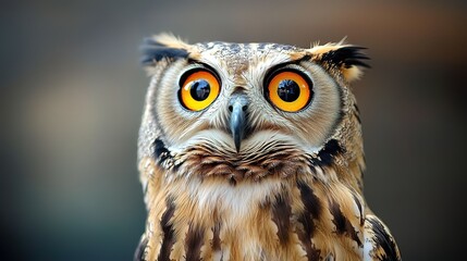 Fototapeta premium Close-Up Portrait of an Owl with Intense Eyes