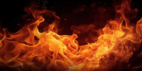 Fototapeta premium Intense Flames and Fiery Swirls in Dark Background