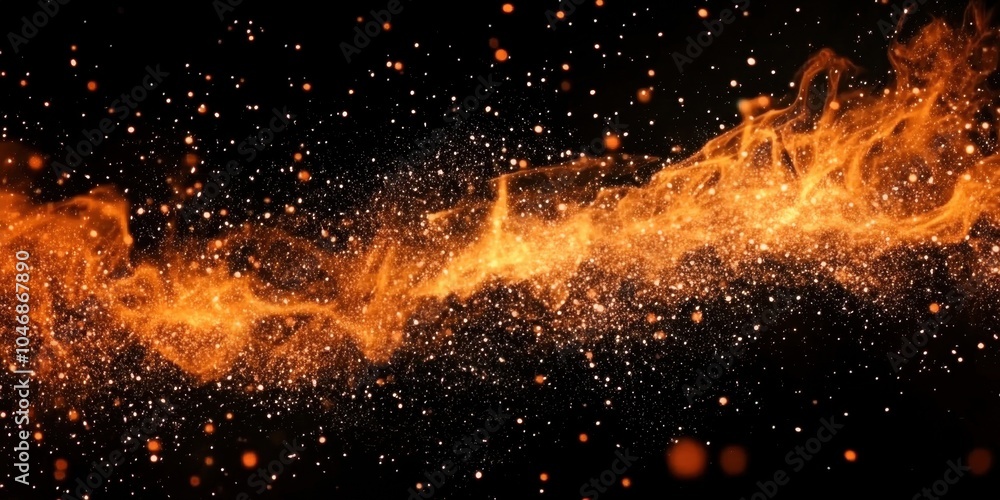 Poster dynamic flame and spark texture on black background