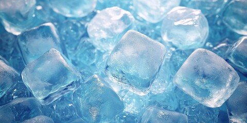 Clear Ice Cubes with Blue Background