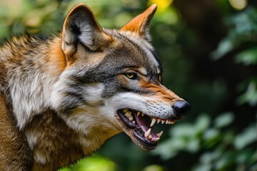 Obraz premium Snarling Wolf in Wildlife: Fierce Predator in Nature, Canine Hunter