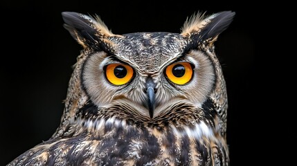 Obraz premium Close-up of an Owl's Face with Intense Gaze