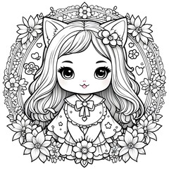 Fototapeta premium Adorable Kawaii Art for Coloring Book
