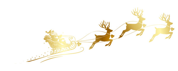 Flying santa claus with sleight and reindeers