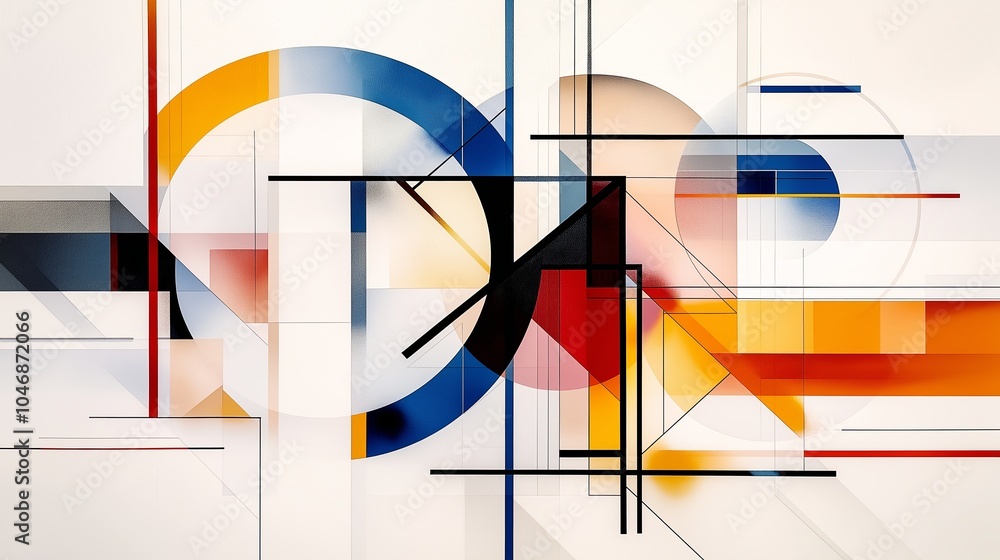 Aufkleber A modern, minimalist design with clean, thin lines intersecting and overlapping on a neutral-colored background