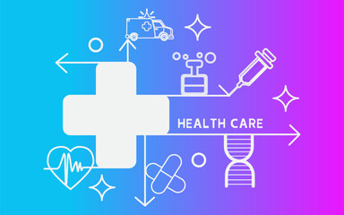 Graphic poster, Comprehensive health care and medical information, Health details, Travel to hospital and medication