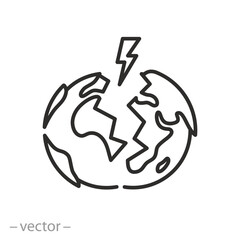 division of the world icon, crisis of geopolitics, split of the world community, thin line vector illustration