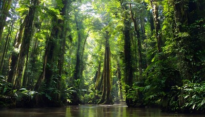 Obraz premium Forest with lake 