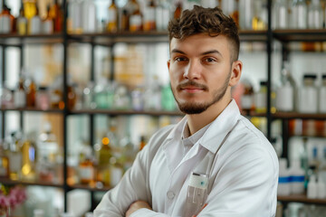 Fototapeta premium Famous aromatherapy perfume brand developing presenting new aromat, beauty lab Generative AI