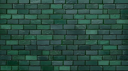 A Vibrant Green Brick Wall Displaying Unique Textures and Patterns
