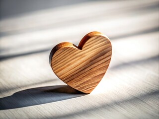 Wooden Heart Cut Out on White Background with Soft Shadows - Minimalist Home Decor, Rustic Art, Love Theme, Nature Inspired, Unique Gift Ideas for Weddings and Anniversaries