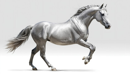 Obraz premium Silver shiny Horse on white background isolated 