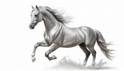 Fototapeta premium Silver shiny Horse on white background isolated 