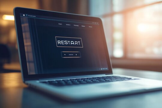 Restarting the Digital Journey: A Laptop Screen Displaying the 'Restart' Command