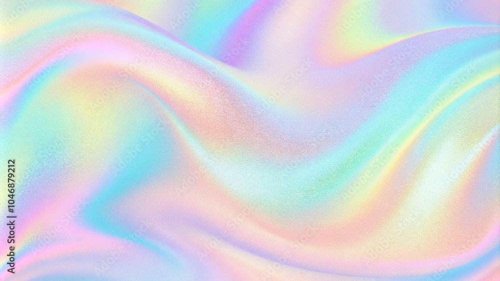 Poster abstract background featuring a holographic blur with a color gradient. grain noise texture, and wat