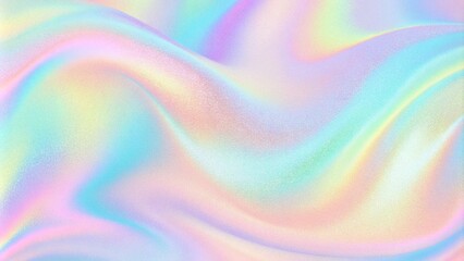 Abstract background featuring a holographic blur with a color gradient. grain noise texture, and watercolor blend. Holographic abstract pastel colors backdrop. Hologram gradient neon color. 