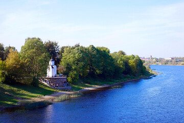 The Velikaya River in the city of Pskov. Pskov stands on the banks of the river