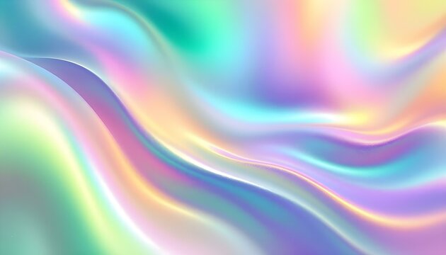 Abstract background featuring a holographic blur with a color gradient. grain noise texture, and watercolor blend. Holographic abstract pastel colors backdrop. Hologram gradient neon color. 