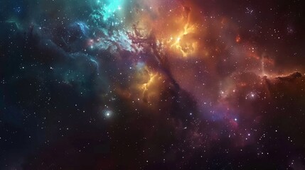 Stunning space background with nebulae, stars and galactic dust on a deep black background creates a vivid and mesmerizing celestial spectacle.