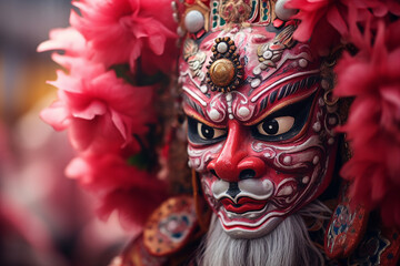 Fototapeta premium Generative AI picture concept of chinese asian new year, traditional decorations customs food carnival