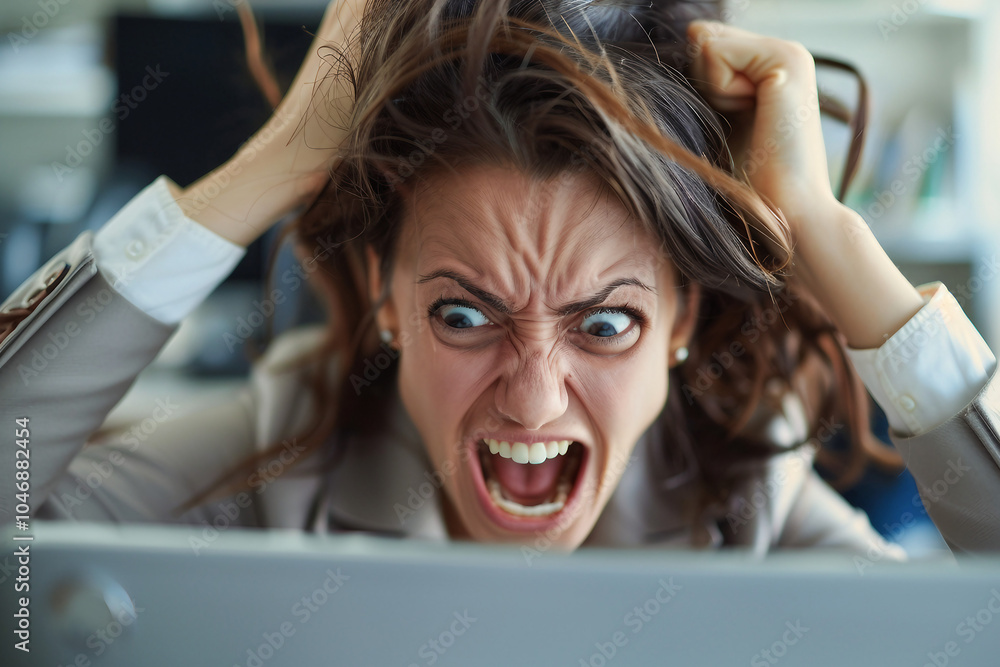 Poster created with generative ai image of angry severe strict worker