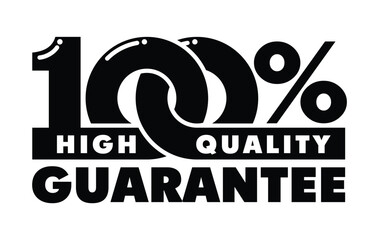 100 percent high quality guarantee. Quality guarantee stamp. Vector on transparent background.