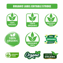 100 percent organic label set editable vector