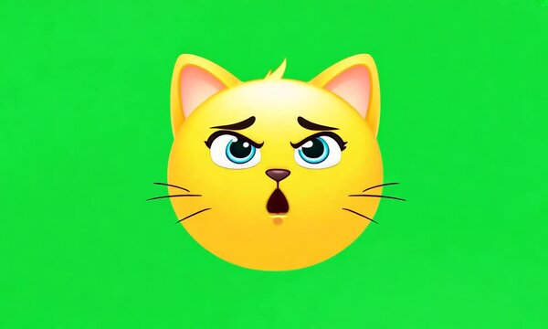 Animation anxious Cat, greeb screen