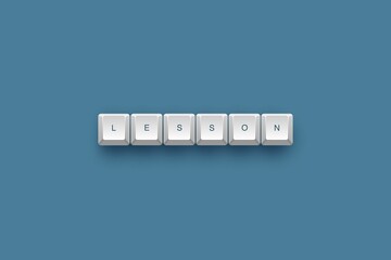 3D illustration of white keyboards with the word 