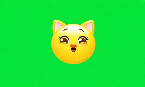 Animation playful Cat, green screen