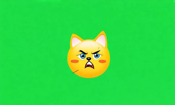 Animation scared Cat, green screen