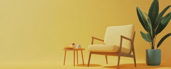 Fototapeta premium Yellow Living Room.